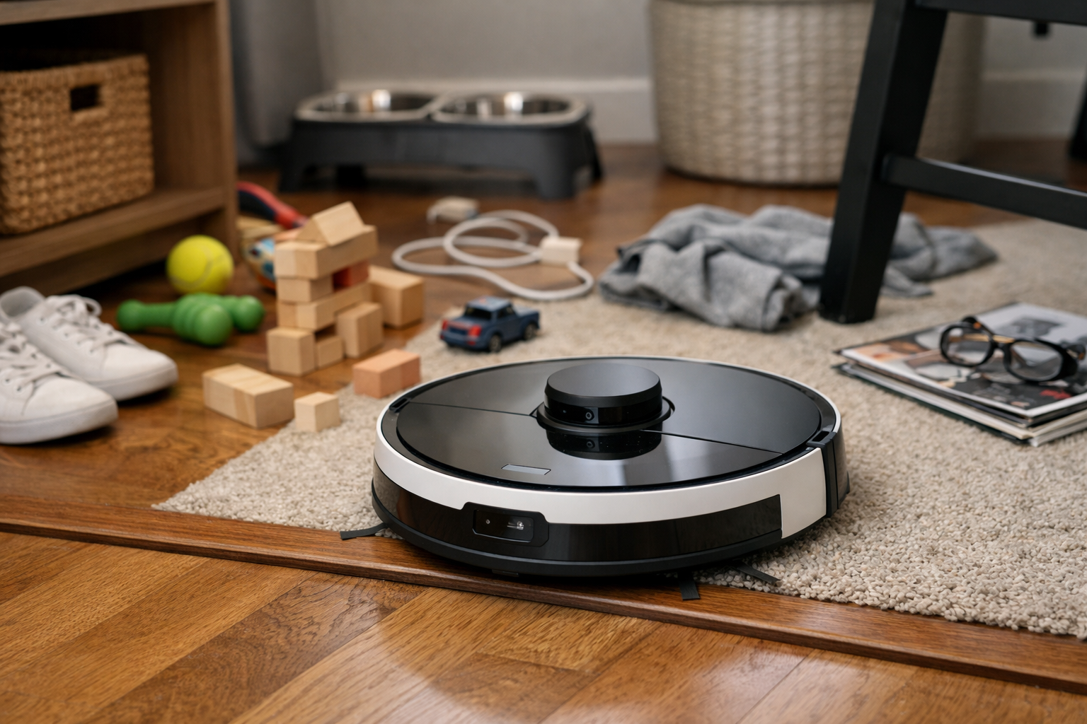 Best for difficult thresholds and dense clutter: Dreame X60 Max Ultra Complete - best AI robot vacuums for cluttered homes