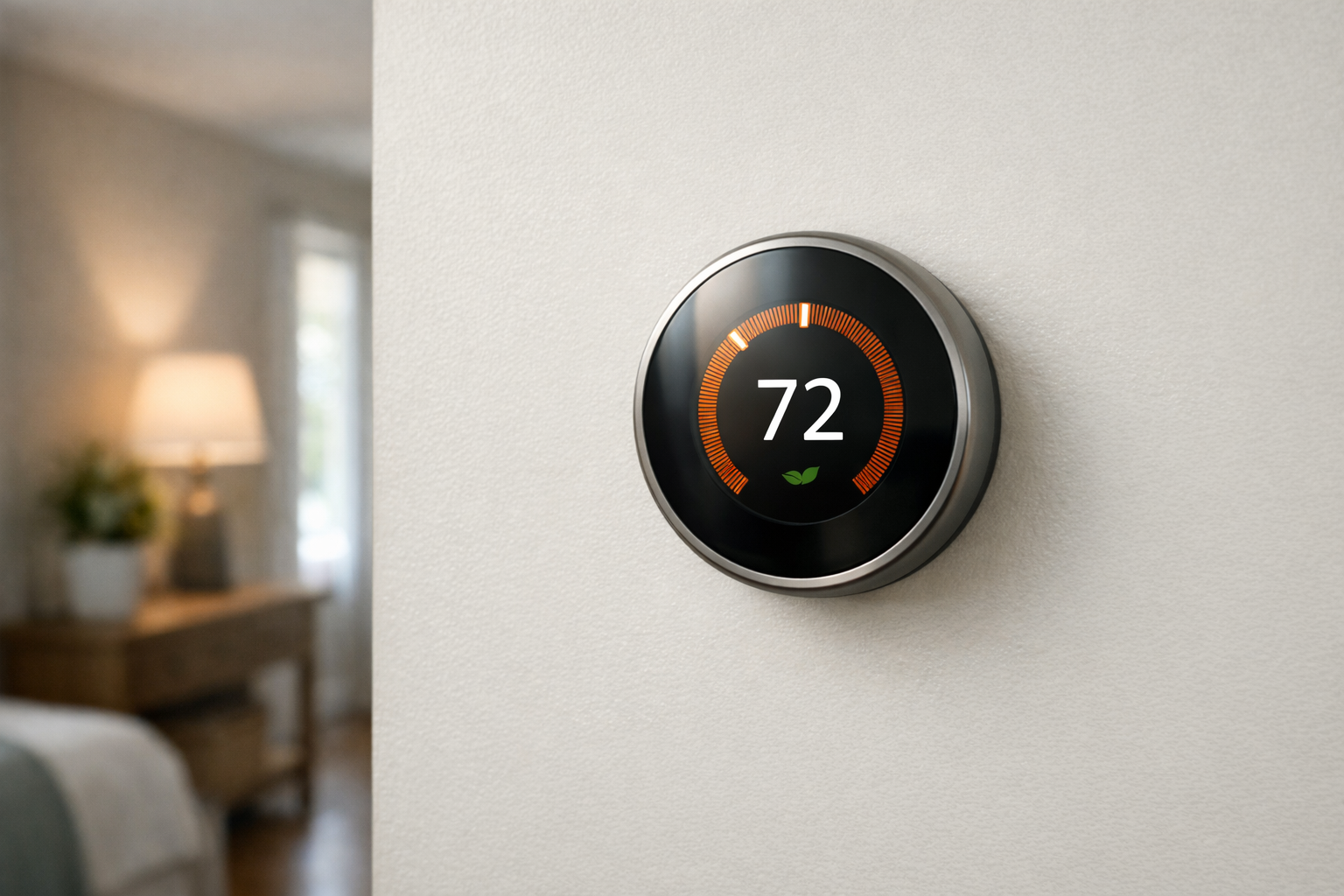 Editorial illustration of a home thermostat on a wall
