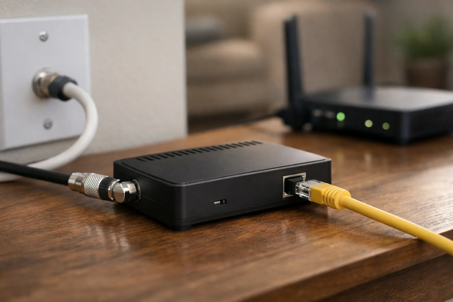 Editorial illustration of a generic home technology setup